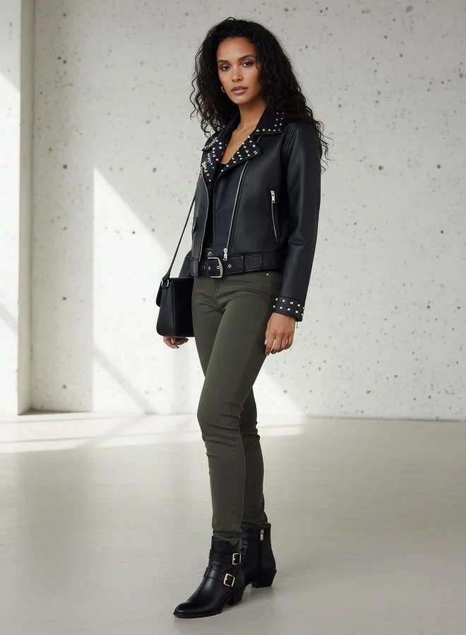 تواكستريمز 2Xtremz Regular PU Biker Jacket with Pockets